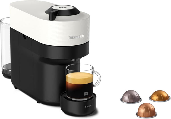 Aparat de cafea cu capsule Nespresso Krups XN9201 Vertuo Pop | Capacitate: 560 ml | Recunoaștere automată a capsulelor | Sistem one-touch | 4 dimensiuni ale ceștii | Timp de încălzire mai scurt | Durabil | Coconut White