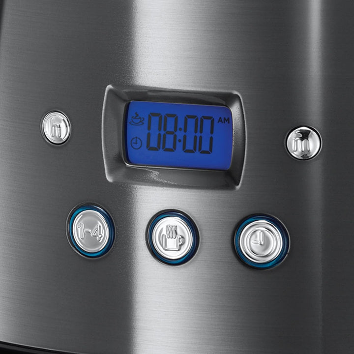 Cafetiera Russell Hobbs [cronometru digital, cap efervescent pentru extracție și aromă optime] Luna Grey (Max 12 cești, halbă de sticlă de 1,5L, placă de menținere la cald, 1000W) Filtru de cafea 23241-56