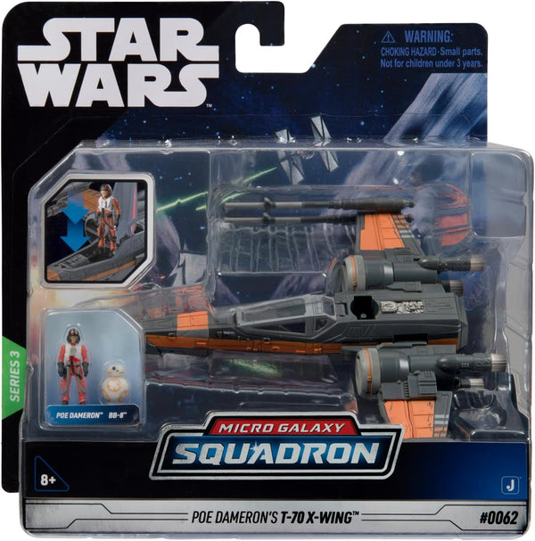Bizak Star Wars Micro Galaxy Squadron Poe Dameron T-70 X-Wing 12 Cm Vehicul cu două figuri Poe Dameron și BB8 (62610040)