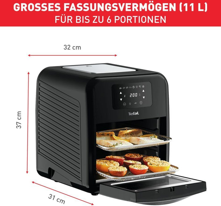 Tefal Easy Fry Oven & Grill 9-In-1 Heißluftfritteuse, 11 L Für 6 Portionen, 7 Zubehörteile, 8 Programme, Online-Rezepte, Gesunde Fritteuse Ohne Öl, Schnell & Energiesparend, Schwarz, FW5018