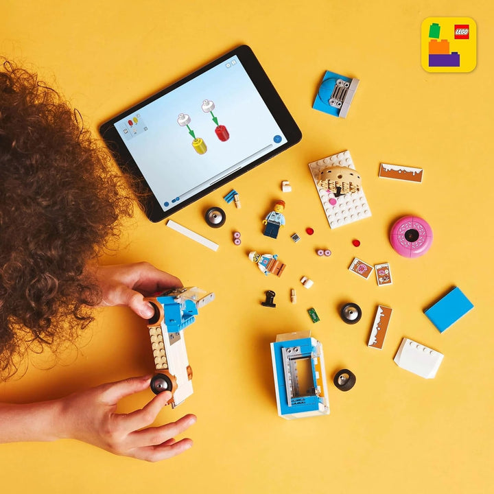 LEGO City Donut Truck - Camion de mâncare de jucărie cu 2 minifigurine de poliție - Jucărie de construcție pentru băieți și fete cu vârsta peste 5 ani - Idee de cadou pentru ziua de naștere și sărbători 60452