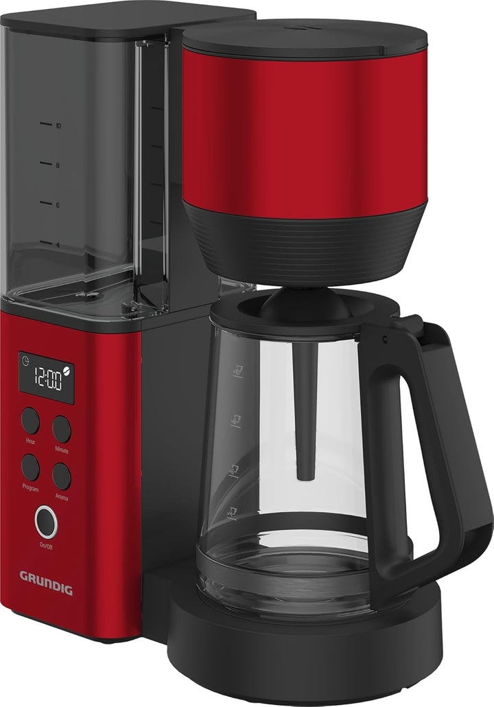 GRUNDIG KM8440 Cafetieră cu filtru digital, roșu, 1000 W, 1,25 litri
