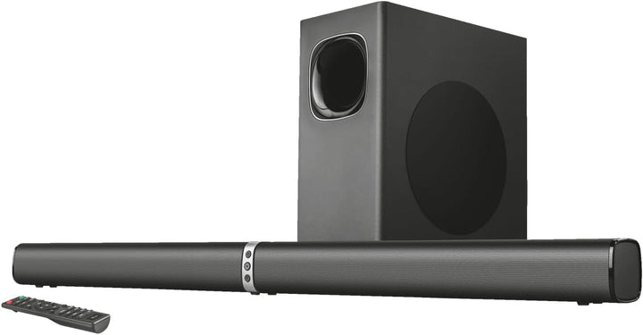 Trust Asto Soundbar 12 W Spitzenleistung (6 W RMS), PC Lautsprecher, USB Betrieb, 3,5 Mm AUX Anschluss, Stereo Soundsystem, Computer Boxen Für PC, Laptop, Monitor, TV, Musik, Audio - Schwarz