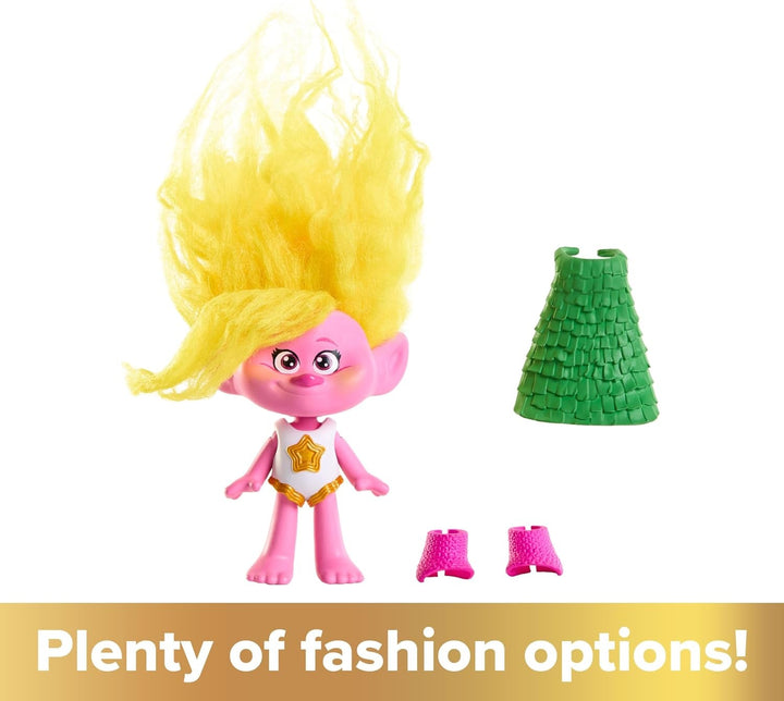 Mattel DREAMWORKS TROLLS Together Strong - păpuși Queen Poppy, Viva, Branch, Guy Diamond cu Tiny Diamond cu păr de pluș și 5 articulații, pentru copii de la 3 ani, HNF07