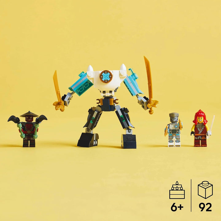LEGO NINJAGO Zane's Action Mech - Jucărie ninja cu 3 minifigurine pentru jocuri de rol - Set mic de construit și jucat pentru copii - Idee de cadou pentru băieți și fete de la 6 ani 71827