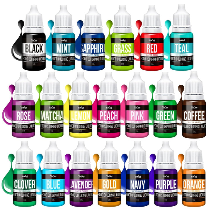 Lebensmittelfarbe - 20 Farben Hoch Konzentriert Flüssig Lebensmittel Farbe Zum Kuchen, Backen, Ostereiern, Getränken - Zuckerfrei Food Coloring Für Fondant, Zuckerguss, Slime, Tortendeko - 10Ml Je
