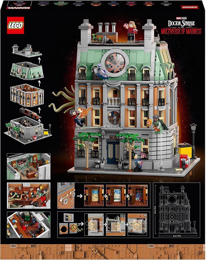 LEGO Marvel Sanctum Sanctorum, set de construcție modulară cu 3 etaje, cu minifigurinele Doctor Strange și Iron Man, casă de jucărie din Avengers: Endgame, obiect de colecție pentru fani, decor grozav pentru cameră 76218
