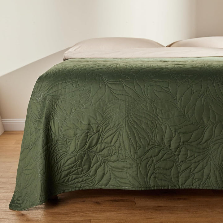 ESSEX - Tagesdecke 200 X 220 Cm, Ideale FÃ¼r Schlafzimmer, BettÃ¼berwurf Weich Und Bequem, Modernen Steppung - Botanical, GrÃ¼n