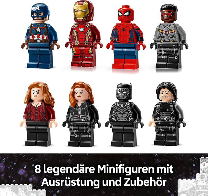 LEGO Marvel Captain America: Civil War Action Duel - Set de joacă pentru supereroi cu 8 minifigurine - Set de construcție și joacă cu avion de jucărie - Cadou pentru băieți și fete 76314