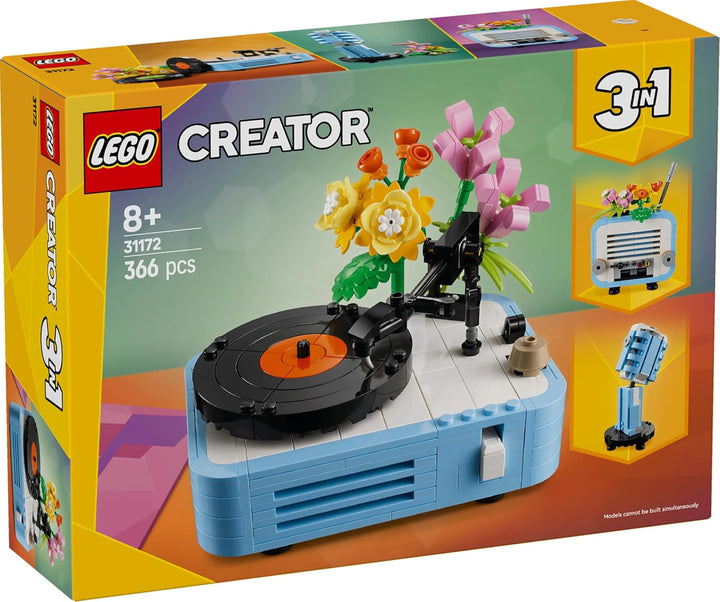 Cititor de discuri LEGO Creator 3In1 cu flori - jucărie convertibilă în radio sau microfon - jucării muzicale pentru copii - idee de cadou creativă pentru fete și băieți de la 8 ani 31172