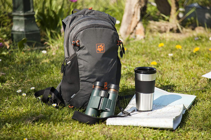Espressor Bestron cu cană izolată, espressor de camping pentru cafea măcinată la filtru, espressor mic pentru 2 cești mari, 750 wați, culoare: negru/argintiu