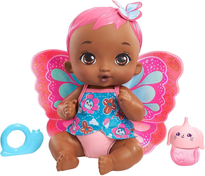 My Garden Baby GYP10 - Păpușă fluture pentru hrănit și îmbrăcat (30 cm), cu scutec reutilizabil, haine și aripi detașabile, jucărie pentru copii de la vârsta de 2 ani