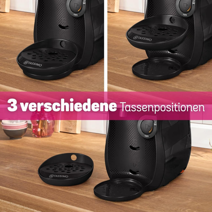 Espressor cu capsule Bosch Tassimo Happy Friendly TAS102E, Peste 70 de băuturi, Potrivit pentru toate tipurile de căni, Oprire automată, Sustenabil, Dozare perfectă, Economie de spațiu, 1400 W, Negru