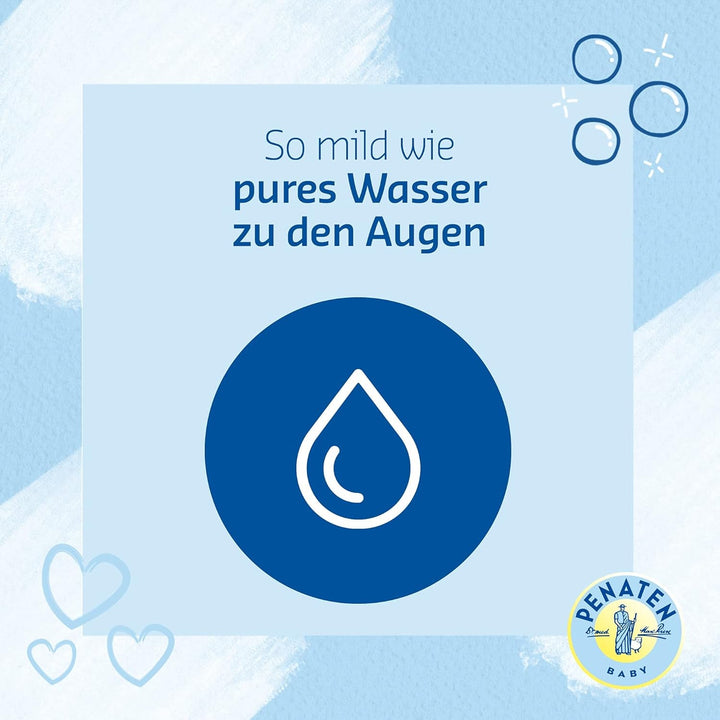 PENATEN baie și șampon (400 ml), baie și șampon blând pentru bebeluși formulat fără parabeni și coloranți, gel de duș și șampon pentru păr special dezvoltat pentru nou-născuți pentru pielea delicată a bebelușului