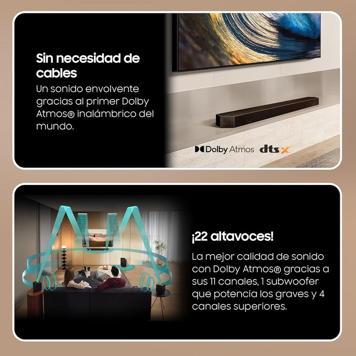 Samsung Soundbar HW-Q990D/ZF - Dolby Atmos Wireless, Q-Symphony, 11.1.4 Kanäle, Spacefit Sound Pro Und Kompatibel Mit Sprachassistenten