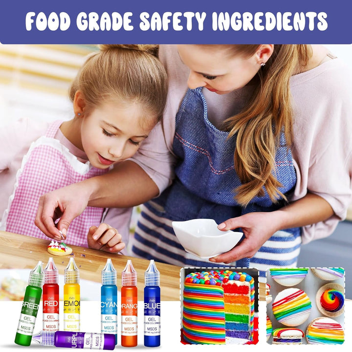 Lebensmittelfarbe Gel - Regenbogen Farben Gel Lebensmittel Farben Für Kuchen, Backen, Kekse, Macaron - Zuckerfrei Konzentrierte Farbe Food Coloring Für Tortendeko, Getränken, Osterei, Slime - Je 15G