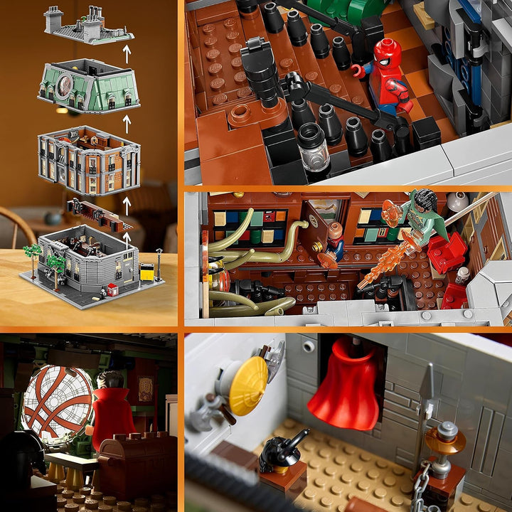 LEGO Marvel Sanctum Sanctorum, set de construcție modulară cu 3 etaje, cu minifigurinele Doctor Strange și Iron Man, casă de jucărie din Avengers: Endgame, obiect de colecție pentru fani, decor grozav pentru cameră 76218