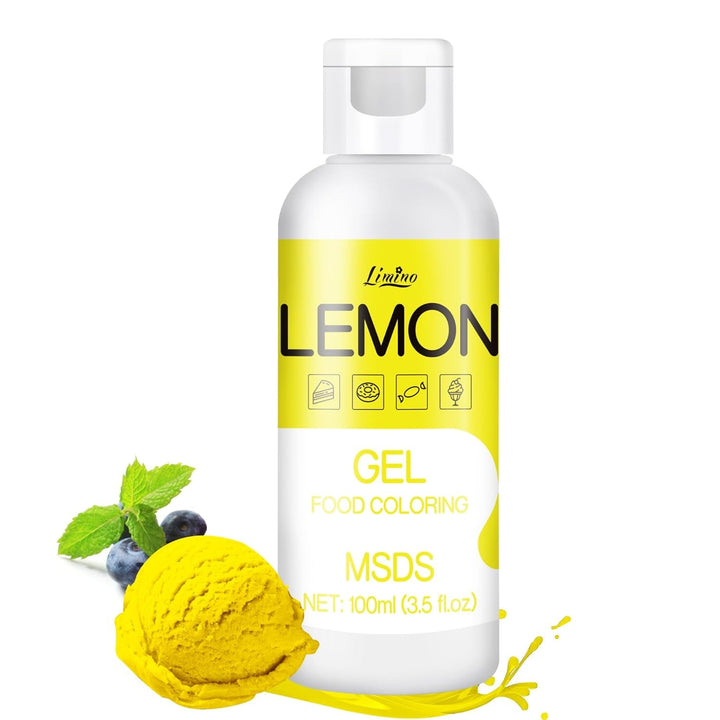 Lebensmittelfarbe Gel - 100Ml Gel Lebensmittel Farben Für Kuchen, Backen, Kekse, Macaron - Zuckerfrei Konzentrierte Farbe Food Coloring Für Tortendeko, Getränken, Osterei, DIY Slime (Weiß) Naty Shop Zitrone