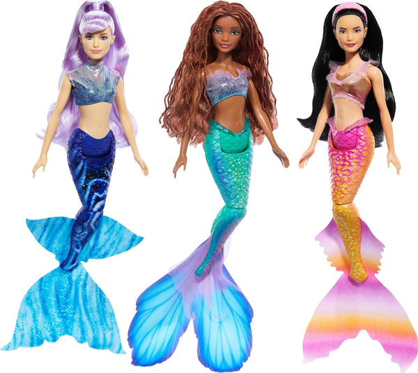 Mattel DISNEY Arielle, The Mermaid - Set cu Mala, Karina și Arielle, ținute și coafuri unice, pentru jocul imaginativ și colecționare, pentru copii de la 3 ani, HND29
