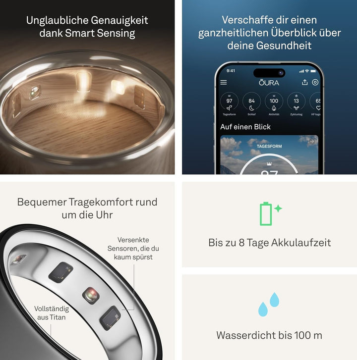 Inel 4 - Stealth - Dimensiune 10 - Inel inteligent | Măsurați mai întâi cu Oura Ring 4 Sizing Kit | Sleep Tracking Wearable - Heart Rate - Fitness Tracker - Autonomie până la 8 zile