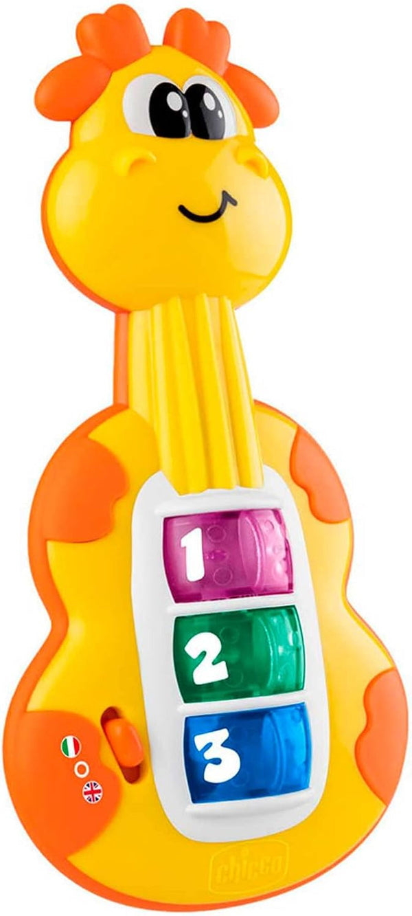 Chicco chitară girafă, zornăitor bebeluși, pian amuzant, jucărie pentru copii cu 3 taste și 12 melodii, jucărie cu muzică electronică, ideală pentru bebeluși de 6 luni, galben Jucarii Bebe Naty Shop Titlu implicit