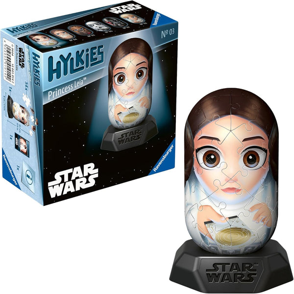 Ravensburger Hylkies: Figurine de colecție Star Wars de asamblat singur - Figura #03 - Prințesa Leia - Construiește, îndrăgostește-te, colecționează - Mini figurine pentru fanii Star Wars