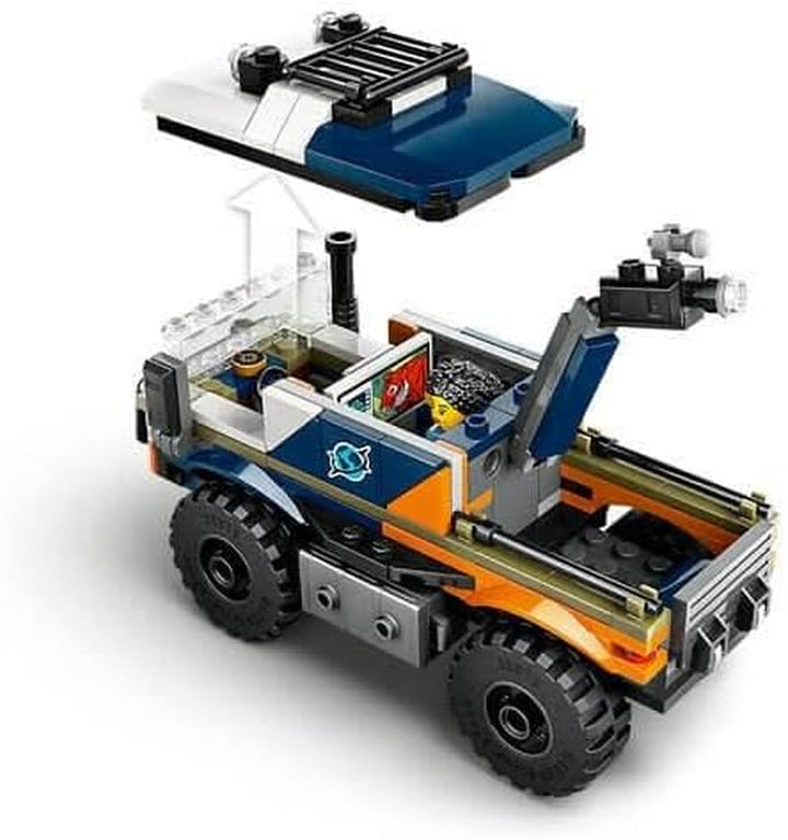 Camion LEGO City Jungle Explorer, set de construit și jucat pentru copii de peste 6 ani, cadou grozav pentru ziua de naștere, camion de jucărie, cu 3 minifigurine Adventurer și tigru 60426