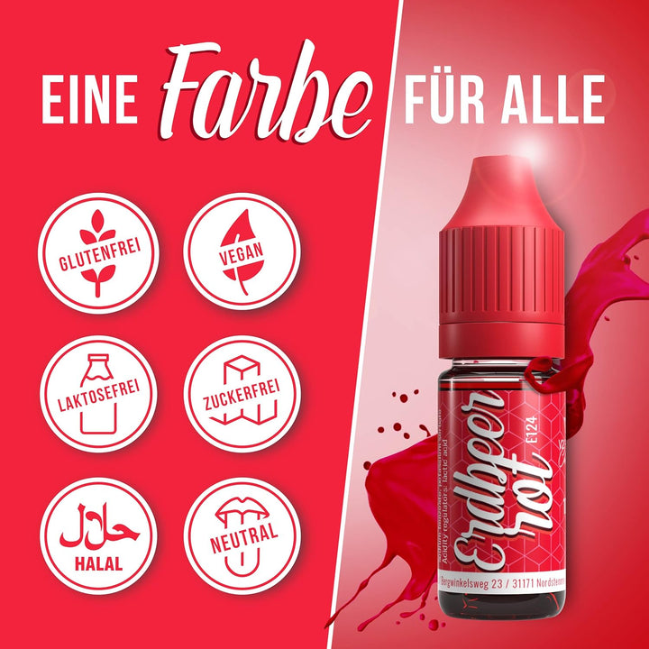 Belissia Lebensmittelfarbe Erdbeerrot 10Ml Farbstoff Hoch Konzentriert, Made in DE Zuckerfrei, Flüssig, Zum Färben Von Getränken, Kuchen, Teig, Toppings Uvm. Backzubehör