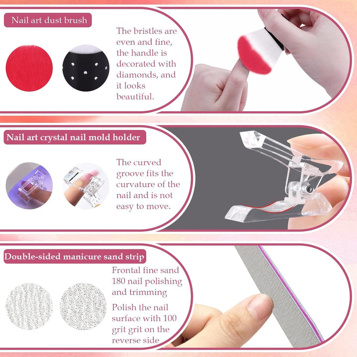 Set de 288 de forme duble pentru unghii, Set de unghii cu formă dublă, 12 forme pentru extensii de unghii, forme de gel pentru extensii de unghii, potrivit pentru începători și manichiuriști