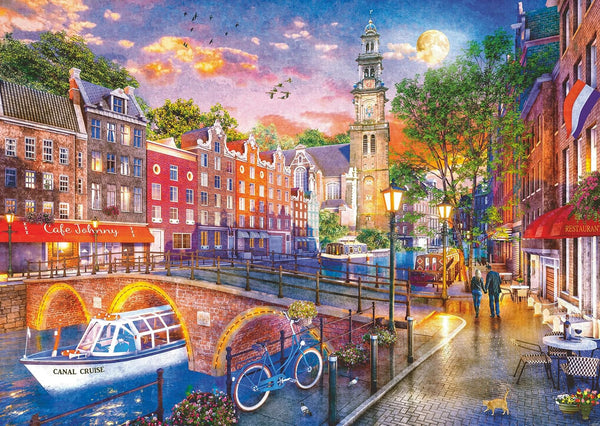Ravensburger Puzzle 12000884 Sunset Amsterdam - puzzle jigsaw de 1000 de piese pentru adulți cu vârsta de peste 14 ani