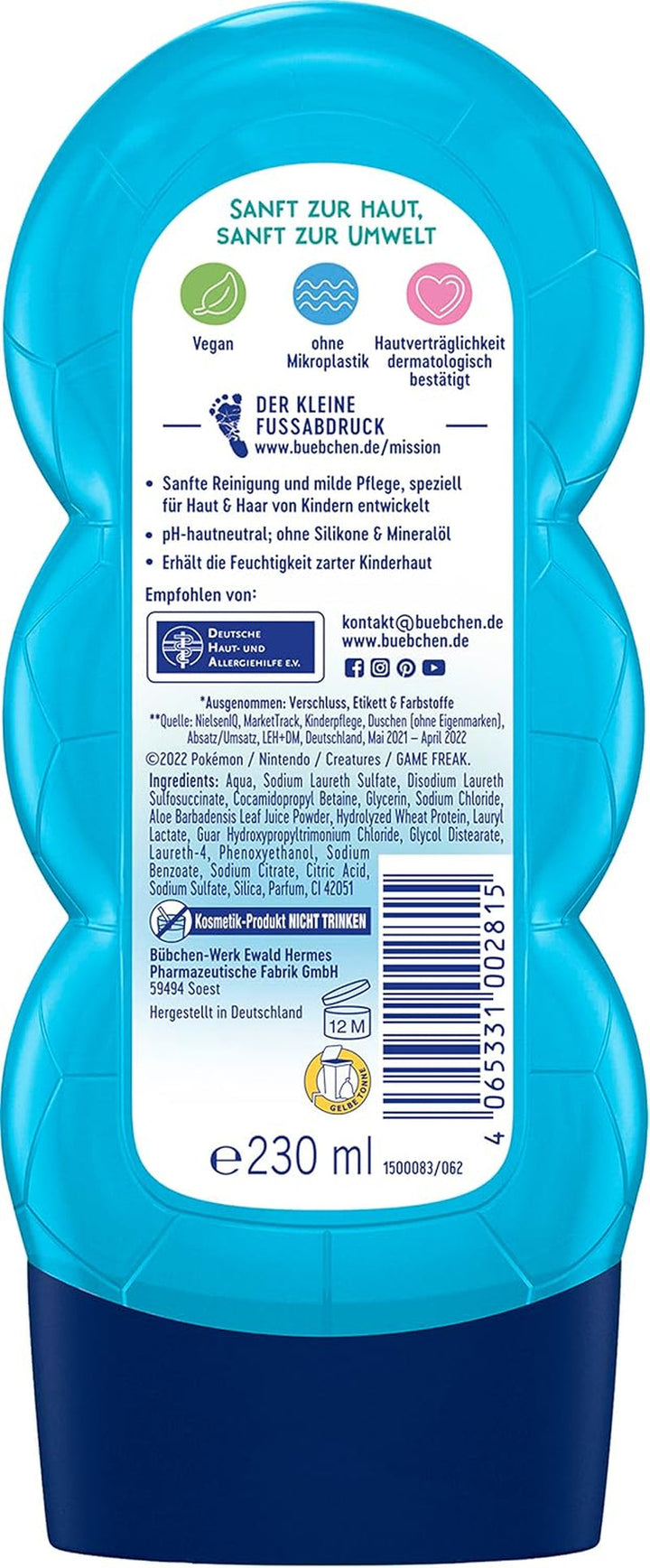 Șampon și gel de duș pentru copii, Pokémon Schiggy Edition, 230 ml (pachet de 5)