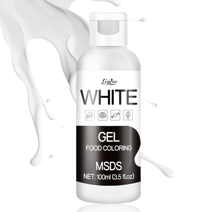 Lebensmittelfarbe Gel - 100Ml Gel Lebensmittel Farben Für Kuchen, Backen, Kekse, Macaron - Zuckerfrei Konzentrierte Farbe Food Coloring Für Tortendeko, Getränken, Osterei, DIY Slime (Weiß) Naty Shop