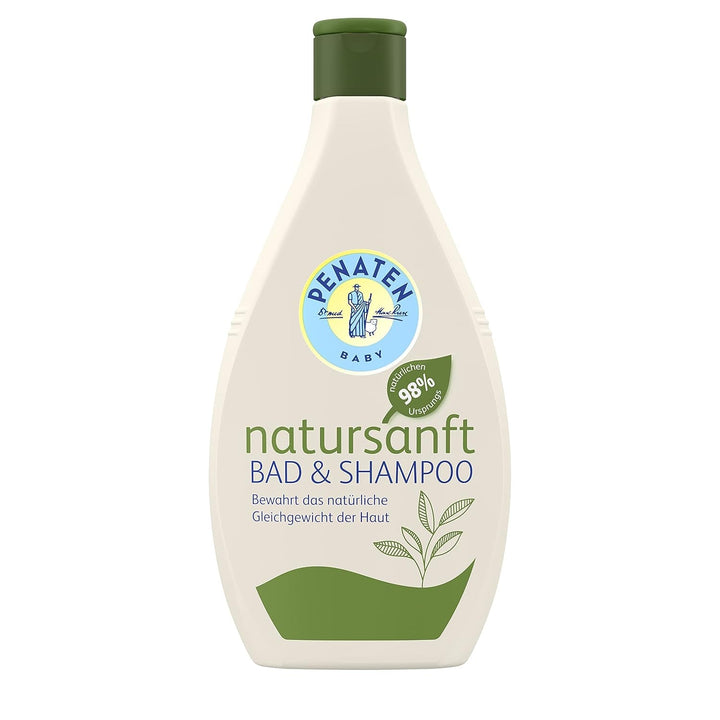 PENATEN baie și șampon (400 ml), baie și șampon blând pentru bebeluși formulat fără parabeni și coloranți, gel de duș și șampon pentru păr special dezvoltat pentru nou-născuți pentru pielea delicată a bebelușului