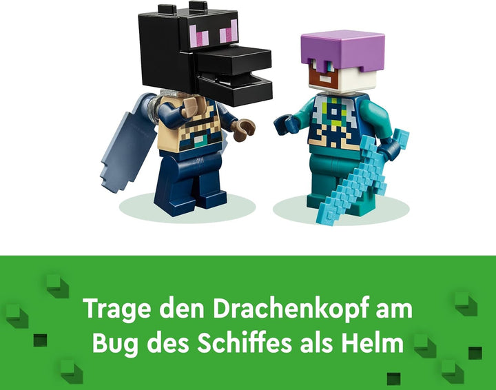 LEGO Minecraft The End Dragon și The End Ship, jucărie de acțiune și set de descoperire, set de construcție pentru jocuri video, set de aventură, cadou pentru băieți și fete de la 8 ani 21264