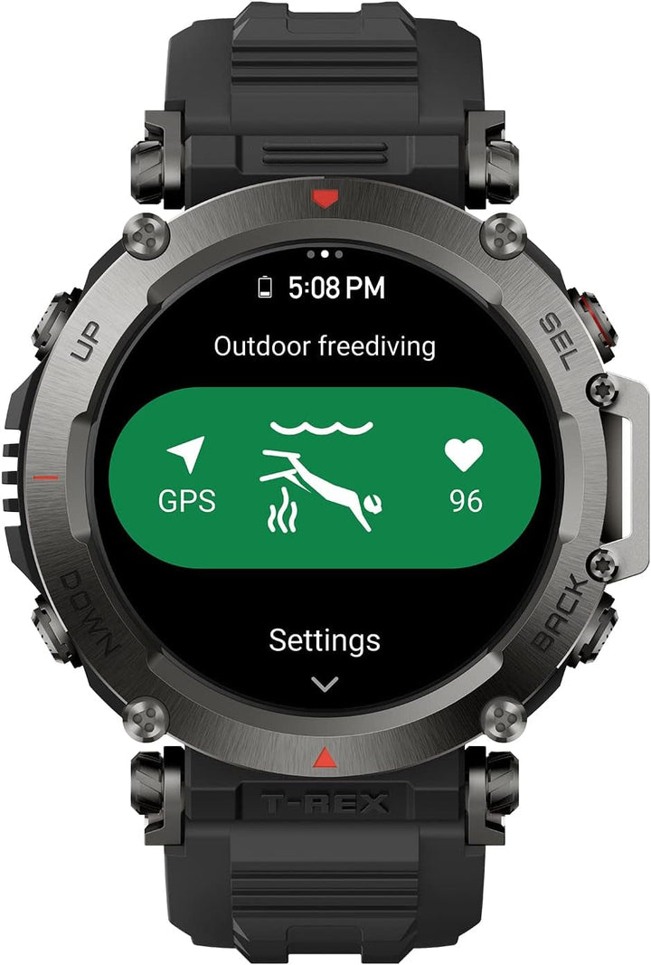 Amazfit T-Rex Ultra 47mm smartwatch în aer liber, GPS dual-band, import de rute și navigație 6, suport pentru freediving și rezistență la apă 10 ATM, funcționare la temperaturi ultra scăzute -30 ° în calitate militară