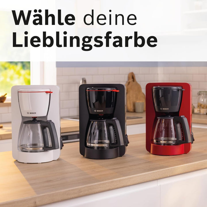 Espressor cu filtru Bosch Mymoment TKA2M113, carafă din sticlă de 1,25 l, capacitate 10-15 cești, funcție de menținere la cald timp de 40 de minute, sistem anti-picurare, suport pentru filtru rotativ, rezervor de apă detașabil, 1200 wați, negru mat