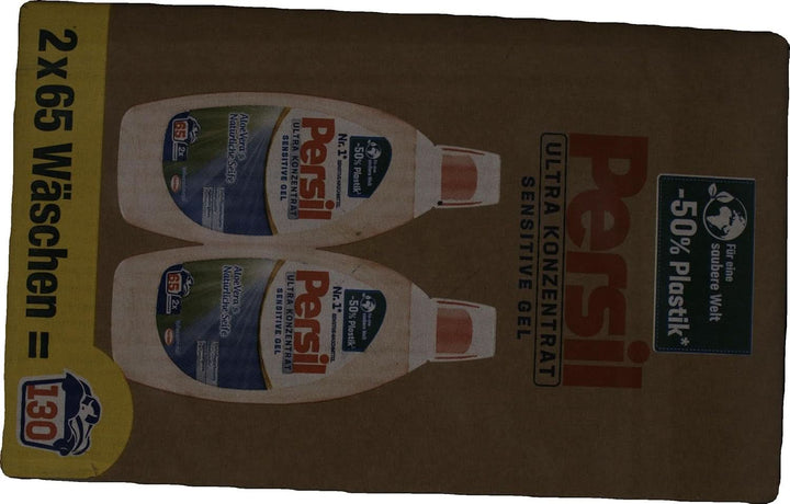 Persil Ultra Concentrate Sensitive Gel (130 de spălări), Detergent lichid pentru alergici și bebeluși într-o sticlă mai mică pentru mai puțin plastic, Îndepărtează petele dificile, Testat dermatologic