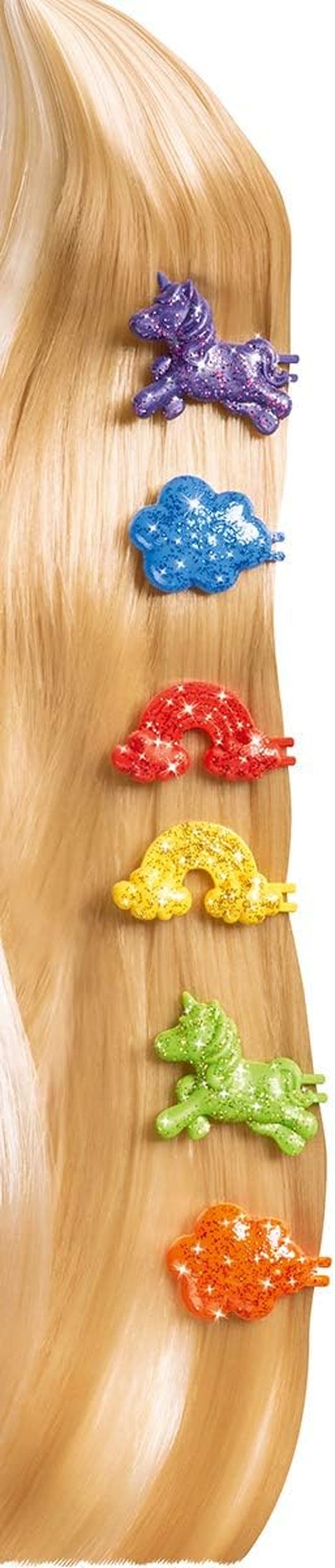 Simba 105733525 - Steffi Love XXL Hair, păpușă în rochie cu paiete cu efect de curcubeu și păr super lung, incl. agrafe de păr și pieptene, 29 cm, pentru copii de la 3 ani, violet