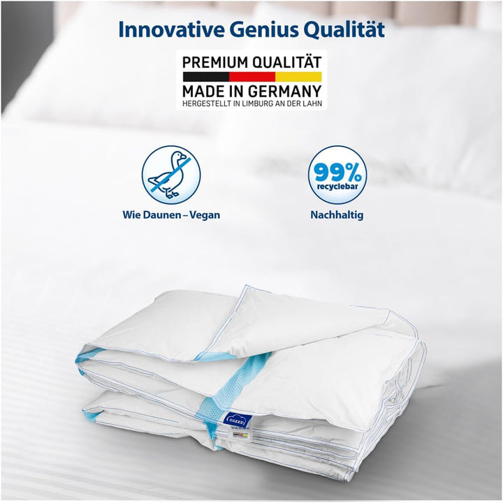 Plapumă Genius Eazzzy Climate Comfort 155 X 220 Cm, Etanșă la fibre, Plapumă ușoară pentru toate anotimpurile, Plapumă respirabilă, Temperatură plăcută pentru somn, Plapumă pentru toate anotimpurile