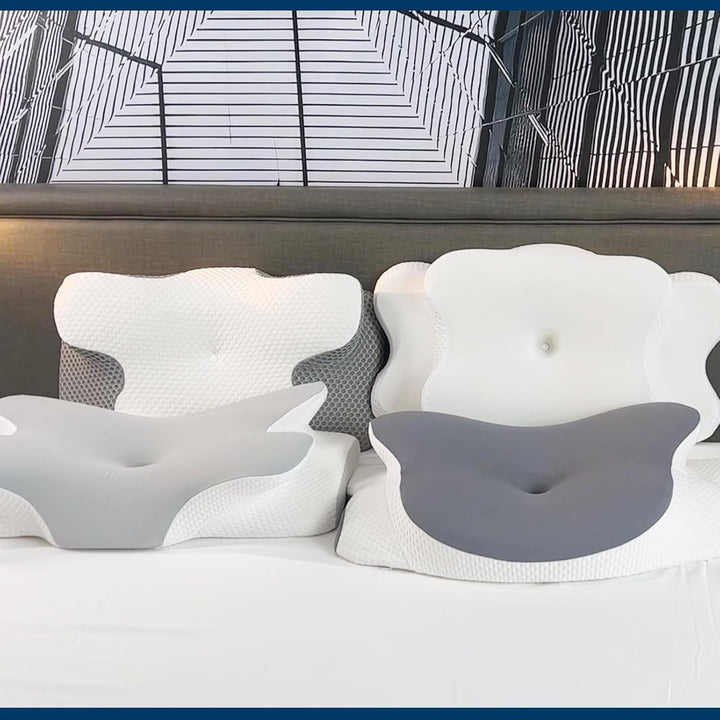 Pernă pentru gât Pernă ortopedică pentru cap Pernă din spumă de memorie Pernă pentru impact lateral - Design ergonomic Cu formă goală Pentru impact lateral, dorsal și abdominal Gri deschis