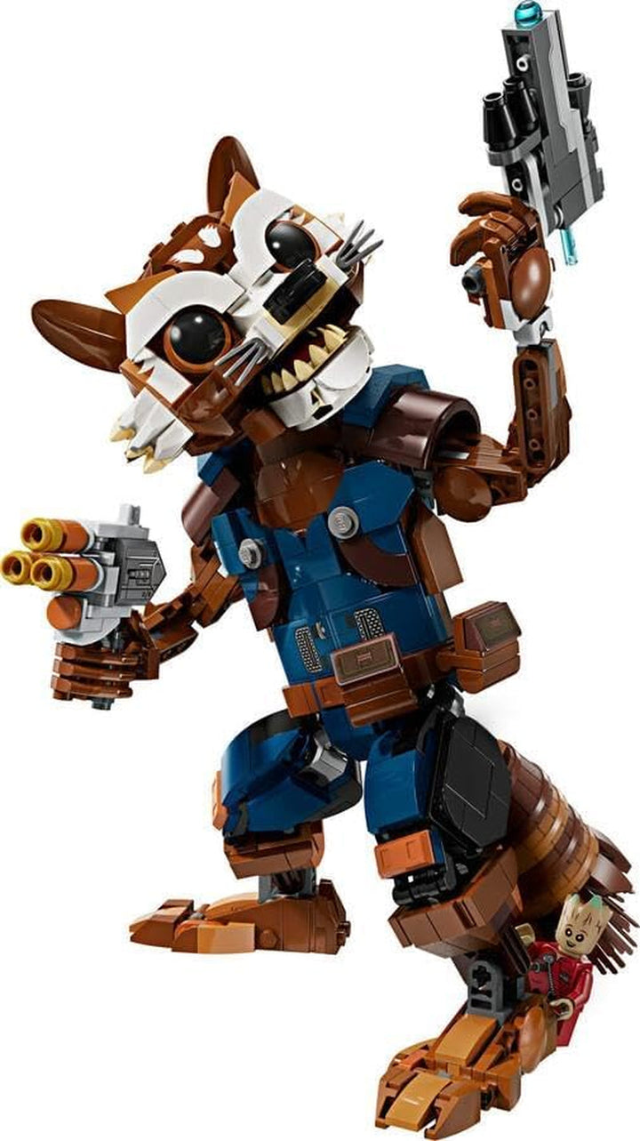 LEGO Marvel Rocket & Baby Groot, jucărie construibilă de supererou pentru copii din Gardienii Galaxiei de la Marvel Studios, figură pentru jocuri de rol, cadou pentru băieți și fete de la 10 ani 76282