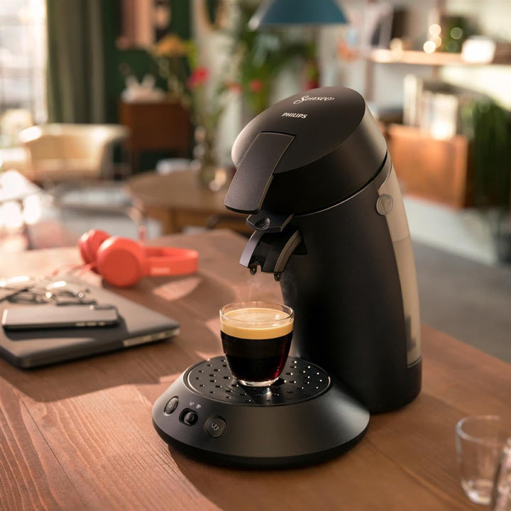 Aparat de cafea cu doze Philips Senseo Original plus - Selectare putere cafea, Tehnologie Coffee Boost, Ecologic, Funcție pentru două cești, Rezervor de apă de 0,7 l, Încălzire rapidă, Crema catifelată (CSA210/60)