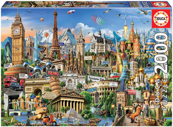 Educa - Puzzle 2000 piese pentru adulti | Repere Europa, puzzle 2000 piese pentru adulti si copii de la 14 ani, Obiective turistice (17697)
