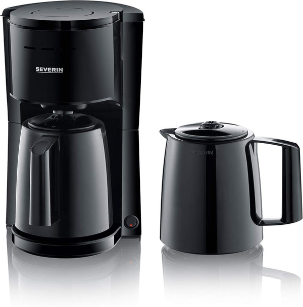 SEVERIN filtru de cafea cu 2 carafe termos, filtru de cafea pentru până la 8 cești per carafă, filtru de cafea cu 2 carafe cu vid, negru, KA 9307