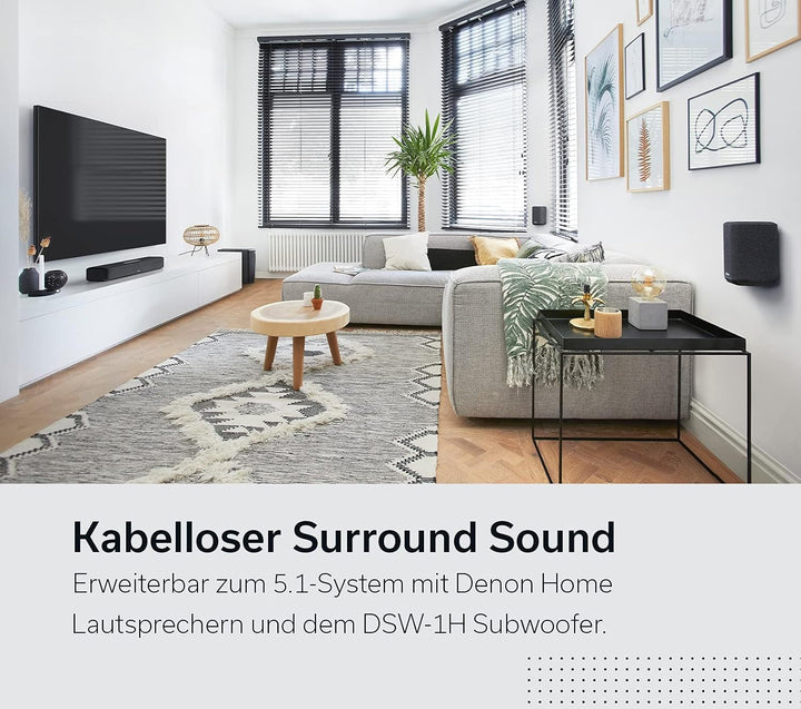 Denon Home Sound Bar 550 Kompakte Heimkino Soundbar Mit Dolby Atmos, DTS:X, Alexa Built-In, WLAN, Bluetooth, Airplay 2, HEOS Built-In, HDMI Earc, 4K Ultra-Hd, Dolby Vision, HDR10, Schwarz