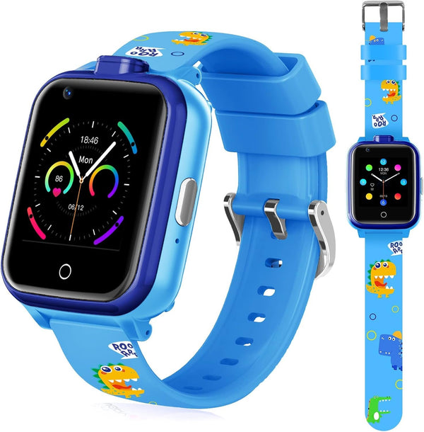 4G smartwatch pentru copii cu cartela SIM, GPS tracker, mai multe stiluri de desktop pentru a alege de la, apeluri bidirecționale, SOS, Wi-Fi, touchscreen rezistent la apă pentru 4-12 băieți și fete (T13 Blue)