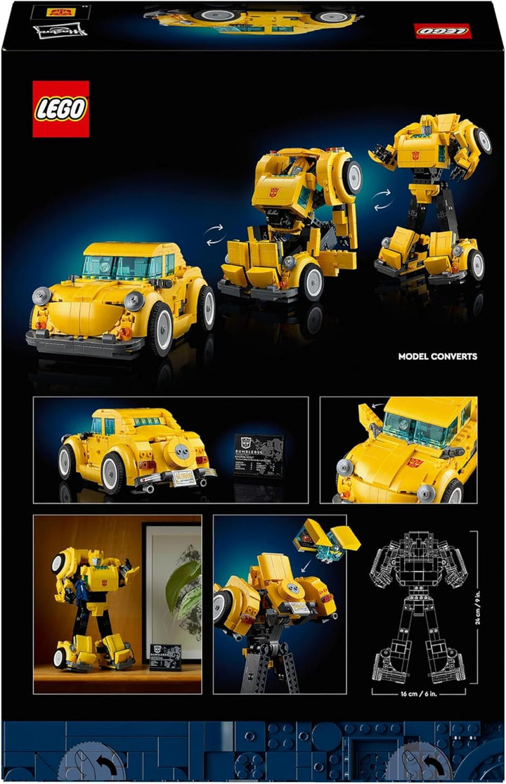 LEGO Icons Transformers Bumblebee, Figurină de acțiune robot pentru adulți de colecționat, Set de construcție pentru film pentru fanii science fiction, Poate fi transformat într-o mașină, Jucărie de aventură 10338
