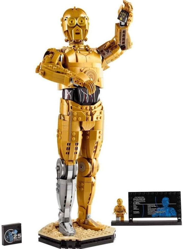 LEGO Star Wars C-3PO B, droid construibil, model de colecționat, construit și expus, idee de cadou nostalgic pentru adulți și fani, piesă de colecție, Playset fantezie 75398