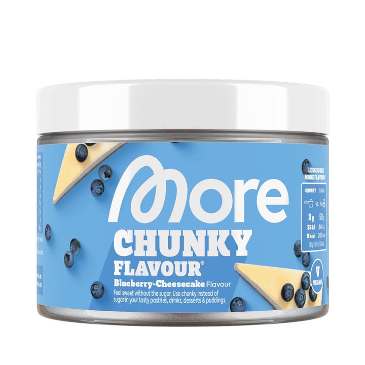 MORE Chunky Flavour, Blueberry Cheesecake, Pudră aromatizantă pentru îndulcire cu inulină și lactază, 150 grame