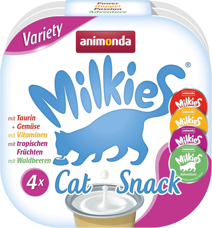 Animonda Milkies Selection (20 cupe À 15 G), lapte de pisică ușor digerabil pentru pisici adulte, pachet valoric practic cu 20 de cupe de lapte de pisică, gustare cu lapte fără soia și zahăr